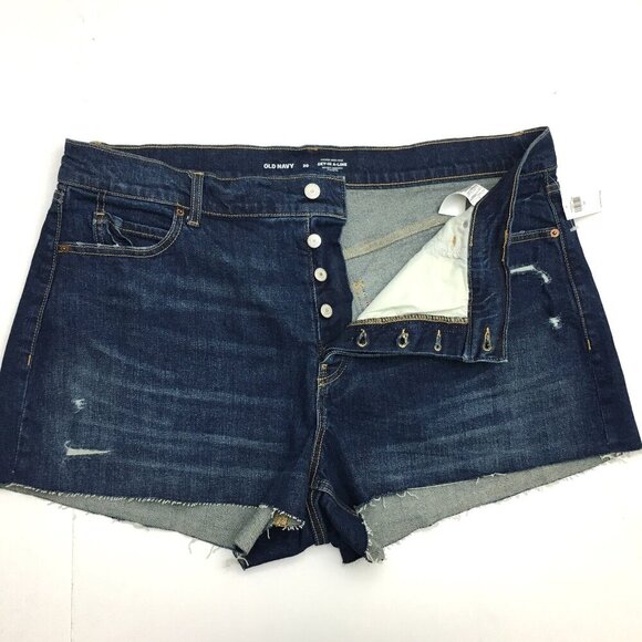 NEW Old Navy Women's Jean Shorts Sky High A-Line Distressed Cut Offs size 20 - Picture 1 of 9
